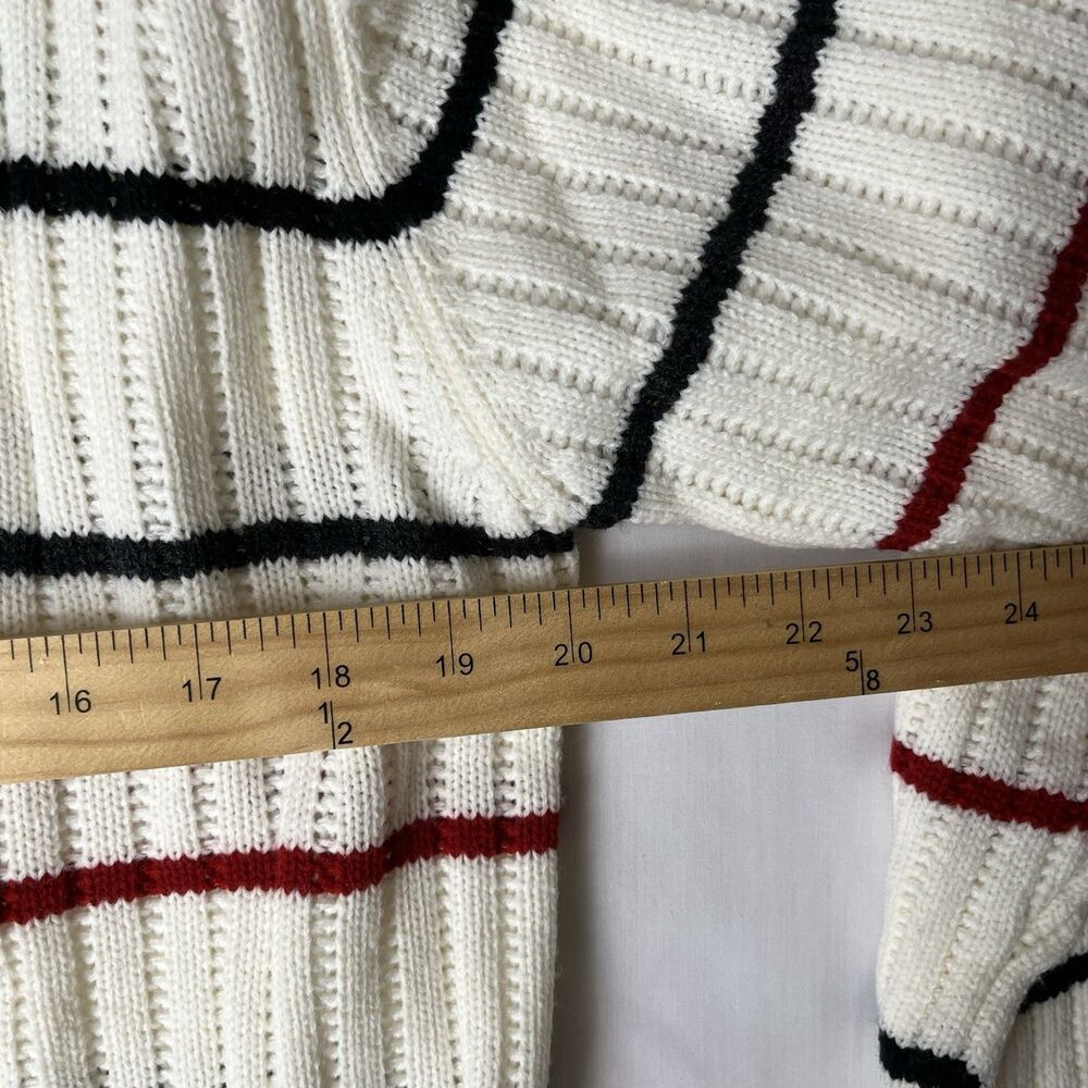 Sun River Clothing Co Pull Over Knit Sweater Women’s XL Red Black Ivory Stripes - Picture 4 of 12